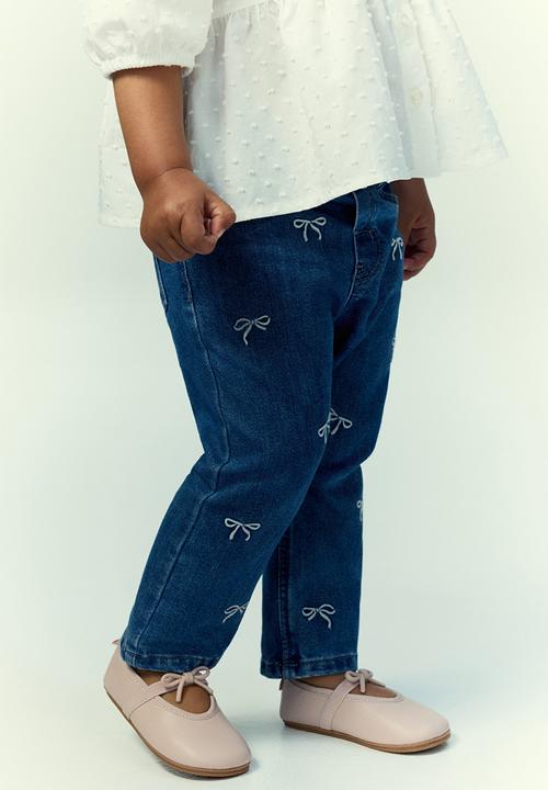 H&M - Embroidery-detail jeans - denim blue/bows