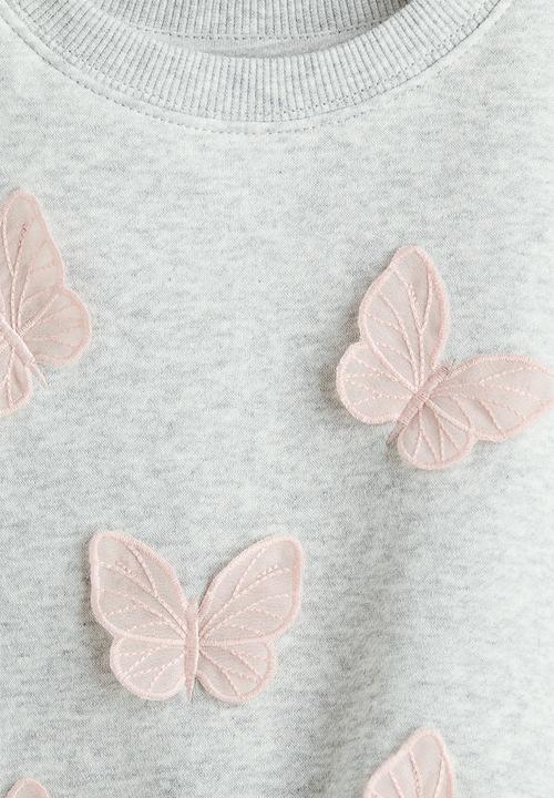 H&M - Sweatshirt - light grey marl/butterflies