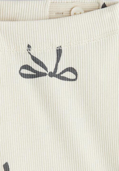H&M - Ribbed cotton leggings - cream bows