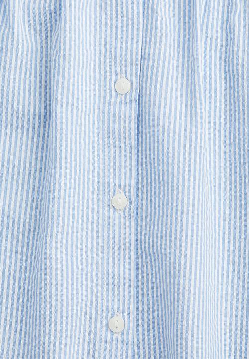 H&M - Collared seersucker dress - light blue & white striped