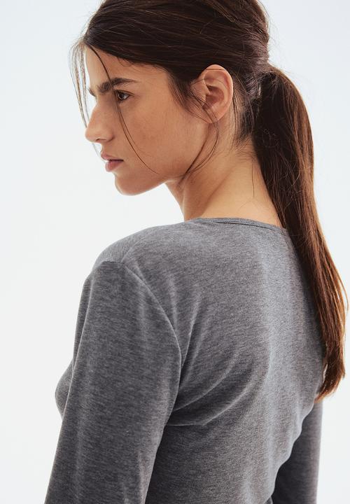 H&M - Fine-knit button-front top - grey