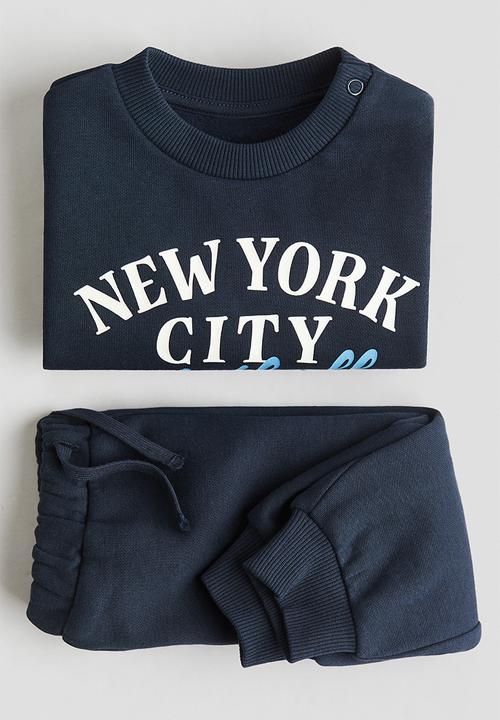 H&M - 2-Piece printed brushed-inside sweatshirt set - blue,multi