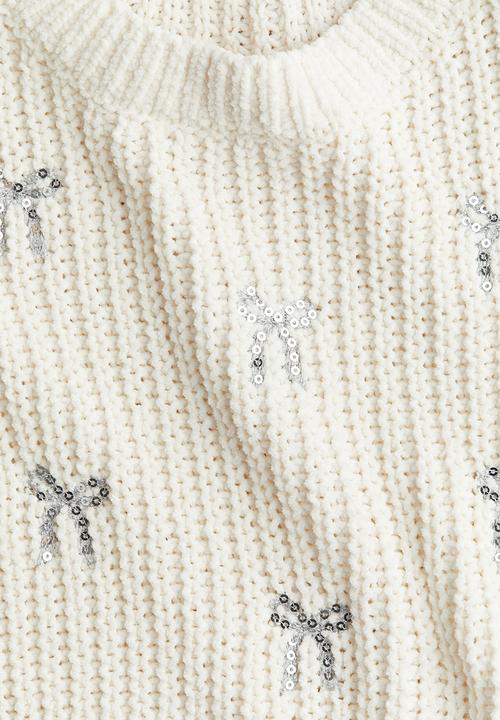 H&M - Chenille-knit jumper - cream bows