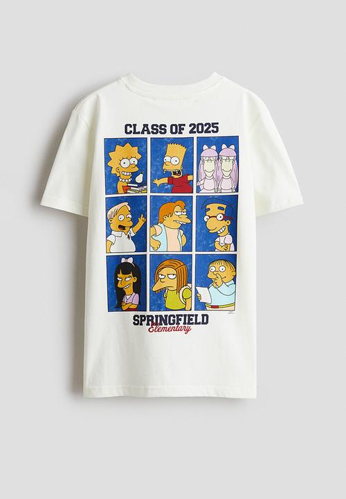 H&M - Print-motif cotton t-shirt - white the simpsons