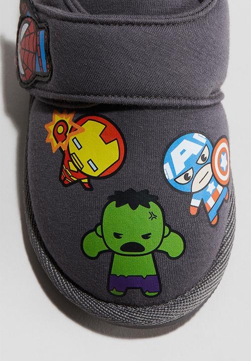 H&M - Printed cotton slippers - navy blue marvel comics