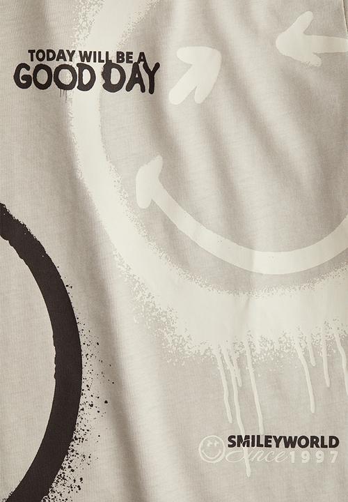 H&M - Print-motif cotton t-shirt - beige smileyworld®