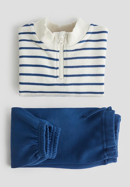 H&M - 2-Piece lightweight sweatshirt set - blue striped
