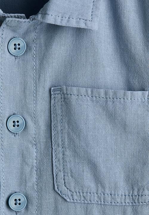 H&M - Linen-blend shacket - light dusty blue