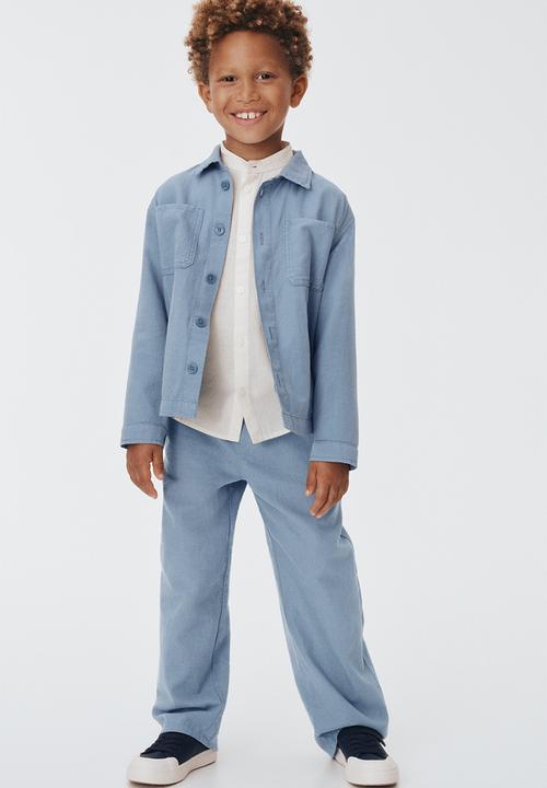 H&M - Linen-blend shacket - light dusty blue
