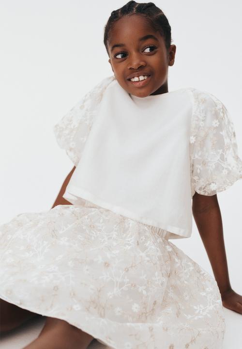 H&M - Puff-sleeved blouse - white/floral 