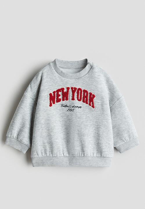 H&M - Motif-detail brushed-inside sweatshirt - light grey new york