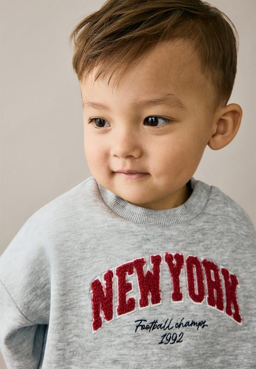 H&M - Motif-detail brushed-inside sweatshirt - light grey new york