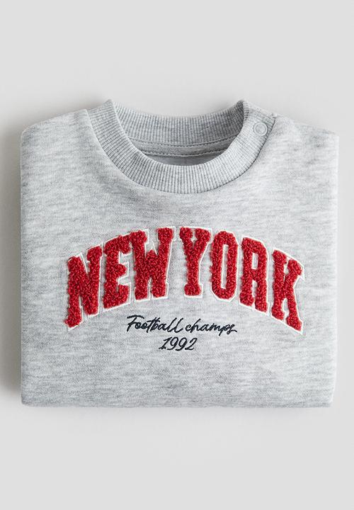 H&M - Motif-detail brushed-inside sweatshirt - light grey new york