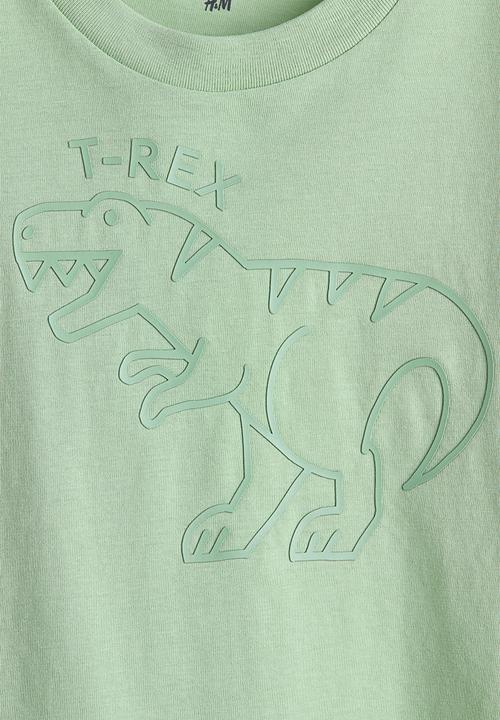 H&M - Print-motif cotton T-shirt - green/t-rex