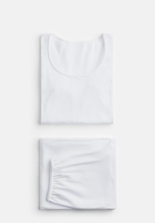 H&M - Cotton pointelle pyjamas - white