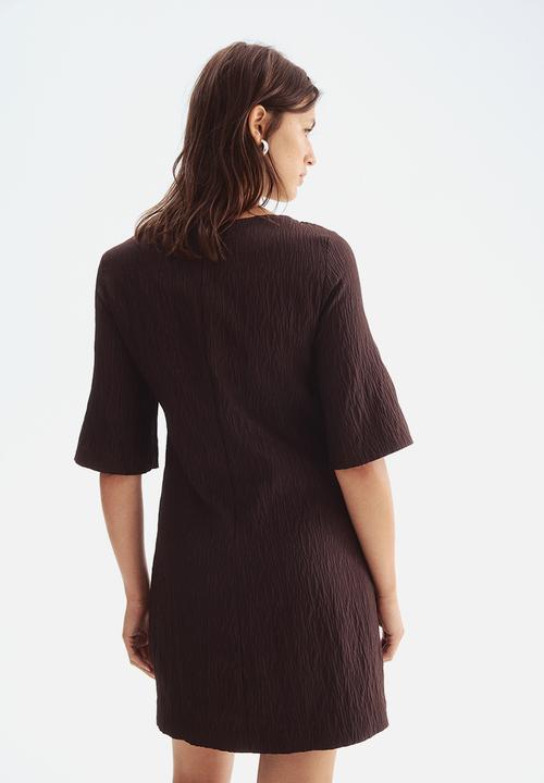 H&M - Boat-neck dress - dark brown 