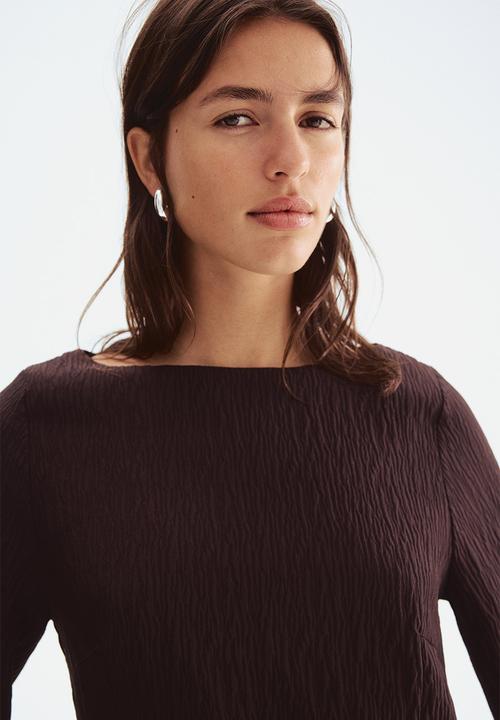 H&M - Boat-neck dress - dark brown 