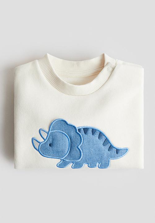 H&M - Motif-detail brushed-inside sweatshirt - white/triceratops