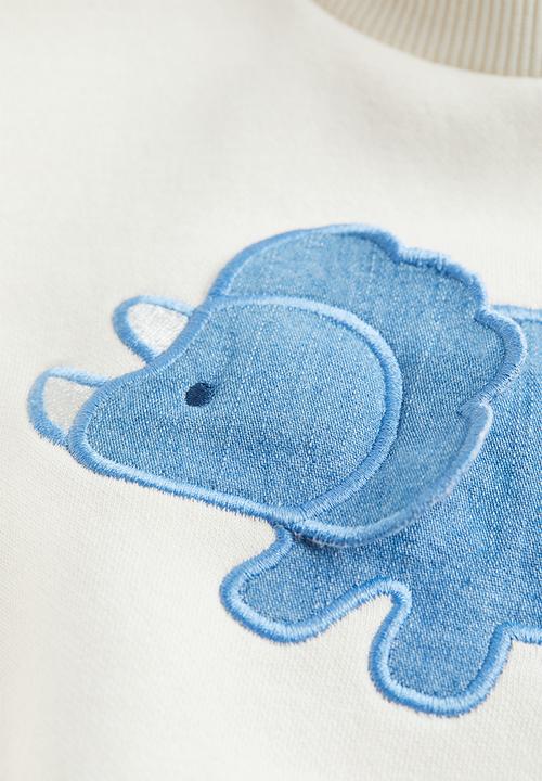 H&M - Motif-detail brushed-inside sweatshirt - white/triceratops
