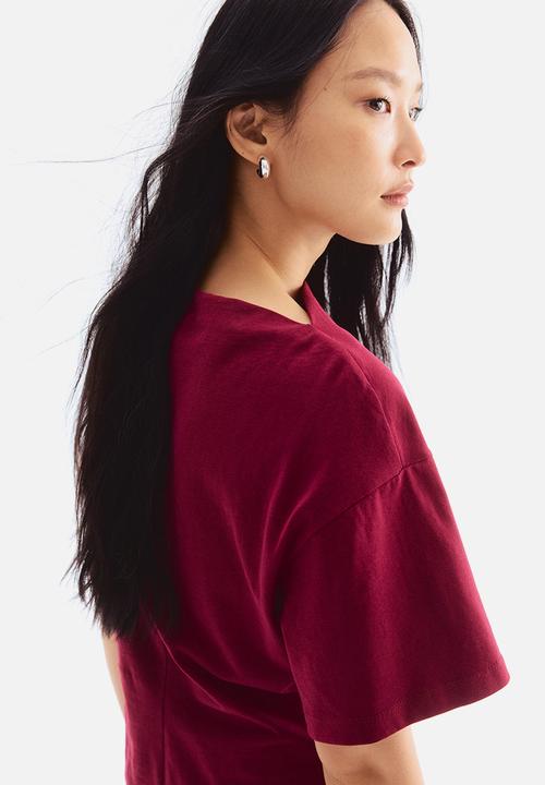 H&M - Boat-neck cotton top - burgundy