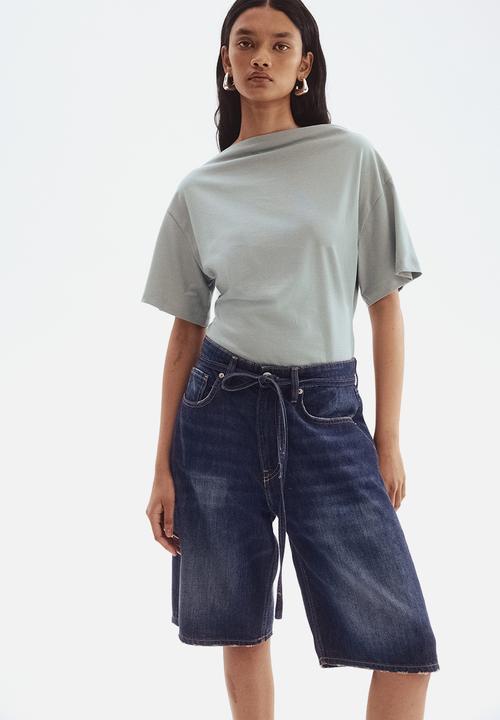 H&M - Boat-neck cotton top - turquoise