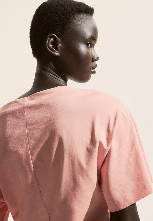 H&M - Boat-neck cotton top - light pink