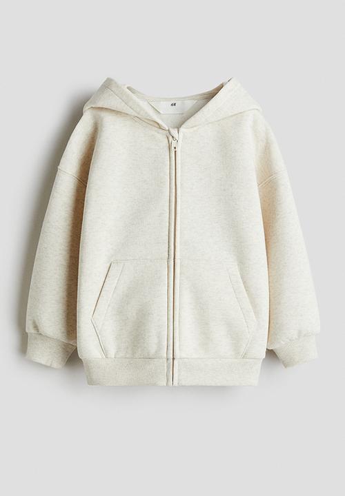 H&M - Oversized zip-through hoodie - cream marl 