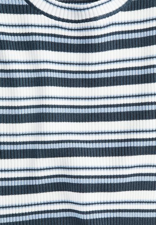 H&M - Short rib-knit top - blue,multi