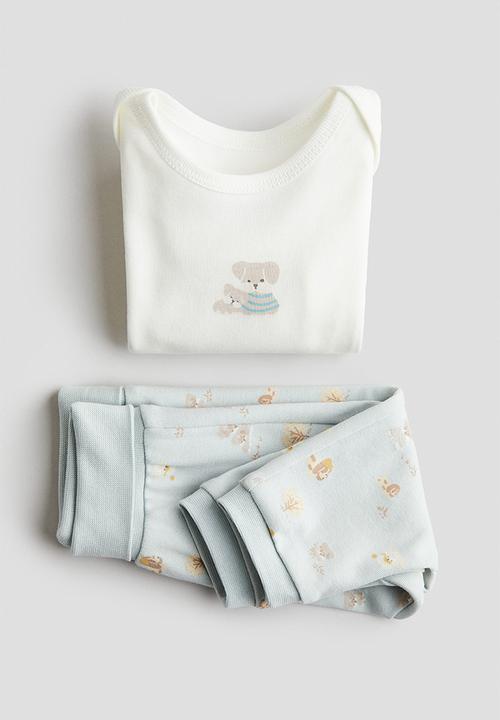H&M - 2-piece cotton set - blue,white,multi