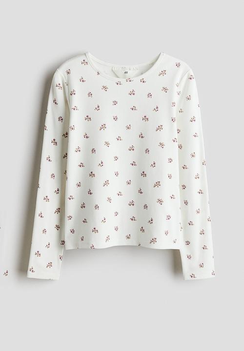 H&M - Long-sleeved cotton jersey top - white,multi