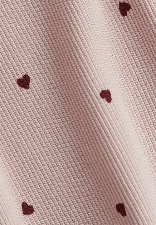 H&M - Printed cotton top - light pink hearts