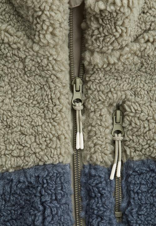 H&M - Teddy jacket - dusty green/steel blue 