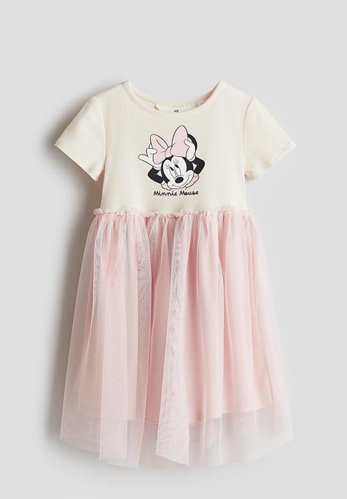Printed tulle-skirt dress - light pink/minnie mouse