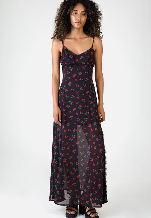 SISSY BOY - Cherry Bomb: Maxi Dress With Lace Trim Details - Black