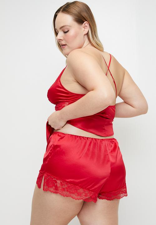 DORINA - Plus lyra-satin shorts - red
