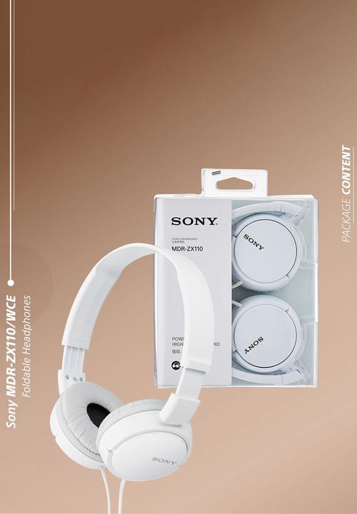 Sony - Sony MDR-ZX110 Headphones Earphone Foldable - White