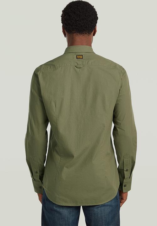 G-STAR - Bristum 2.0 Slim Shirt L\S - Shadow Olive Slub Stripe