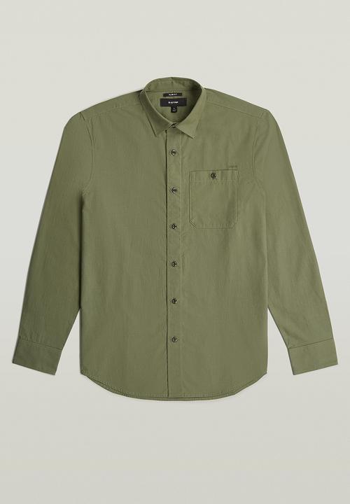 G-STAR - Bristum 2.0 Slim Shirt L\S - Shadow Olive Slub Stripe