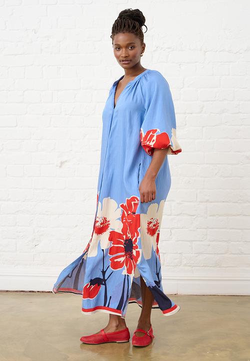 Me&B - Maxi Shirtdress in Midnight Poppy - Multi