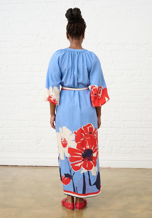 Me&B - Maxi Shirtdress in Midnight Poppy - Multi