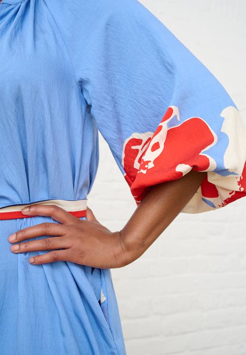 Me&B - Maxi Shirtdress in Midnight Poppy - Multi