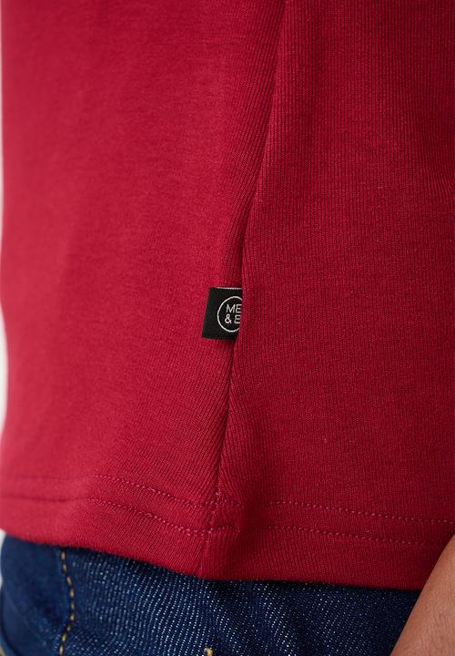 Me&B - Boat Neck Essential Top - Merlot