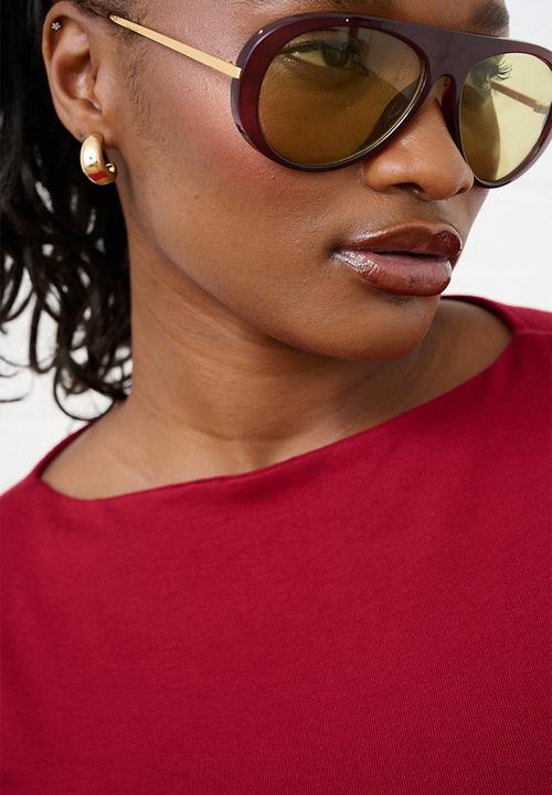 Me&B - Boat Neck Essential Top - Merlot