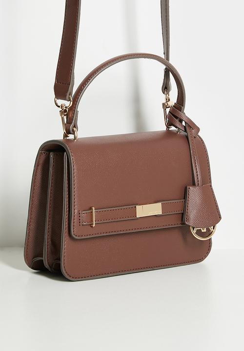 Anne Klein - Exclusive Flap Saddle With Detachable Strap Bag -Walnut