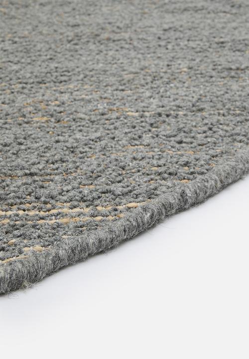Sixth Floor - Eris Round Handwoven Wool & Jute Rug - Charcoal