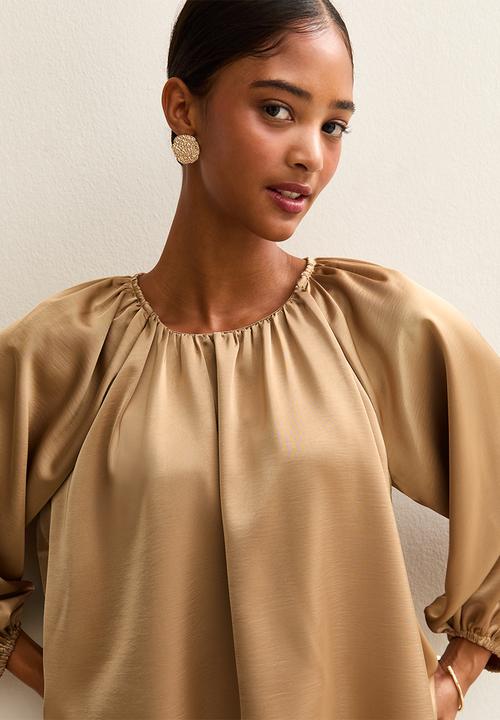 New Look - Ec shaun satin crew blouse - 93 gold