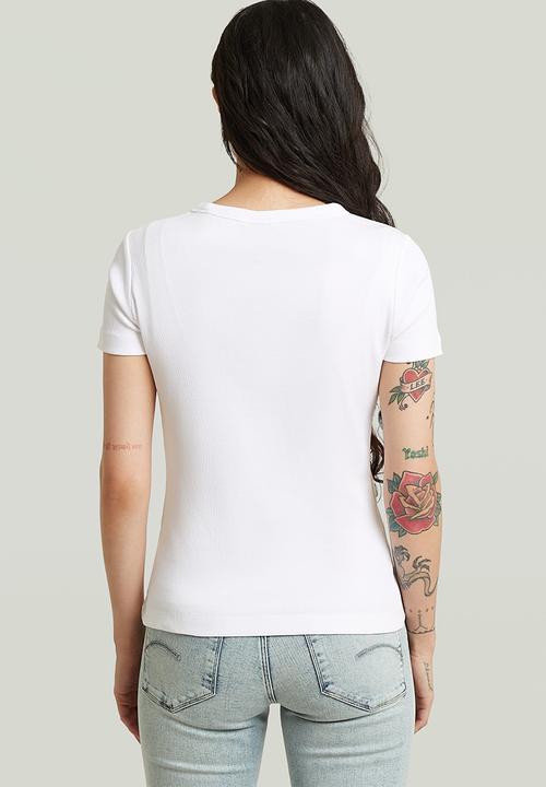 G-STAR - Slim rib r t wmn - White