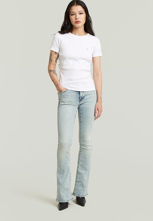 G-STAR - Slim rib r t wmn - White