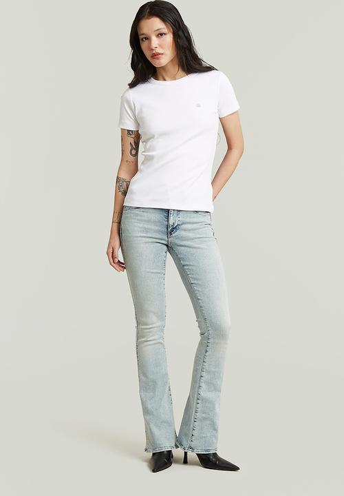 G-STAR - Slim rib r t wmn - White