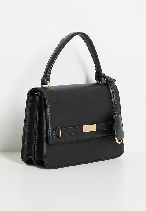 Anne Klein - Exclusive Flap Saddle With Detachable Strap Bag -Black